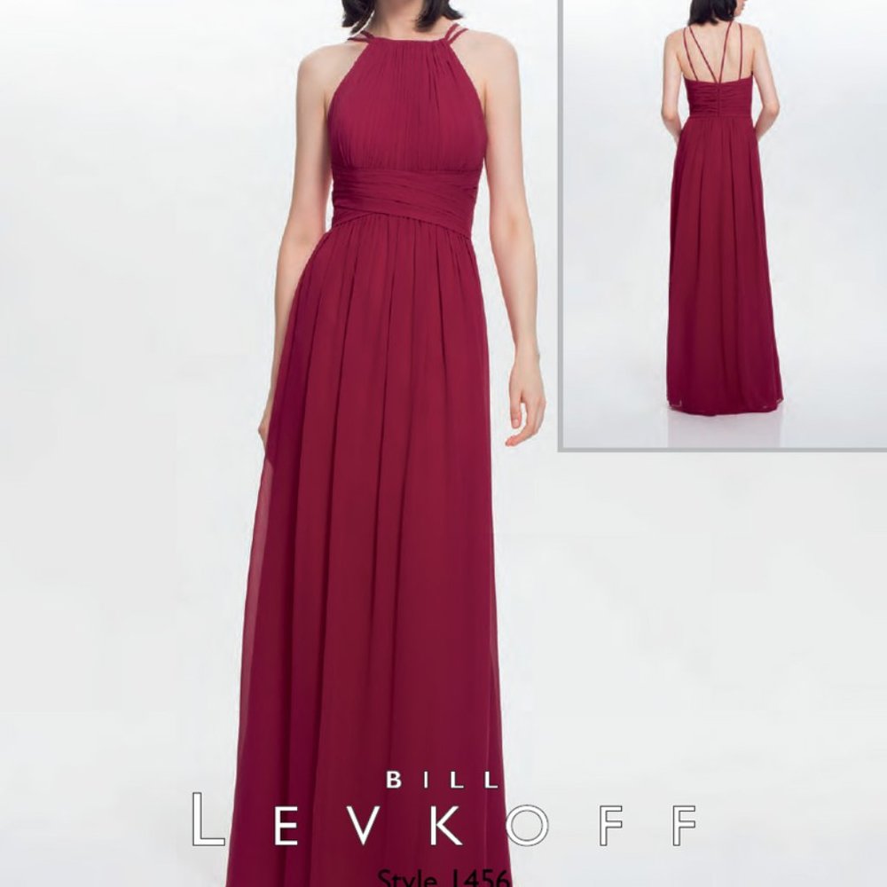 Bill Levkoff Bridesmaids Dress 1456 in Cranberry